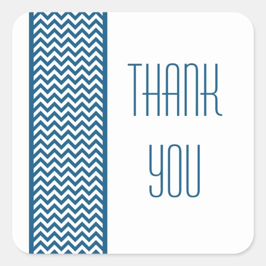 Blue Chevron Border Dank u Stickers (Voorkant)