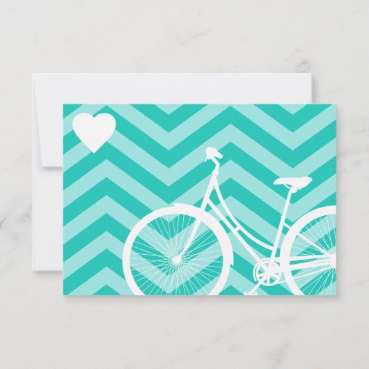 Blue Chevron Coeurs de vélo tendance Mariage RSVP (Dos)