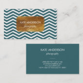 Blue Chevron en Faux Gold Foil Visitekaartje (Voorkant / Achterkant)