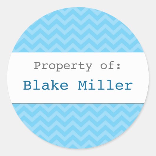 Blue chevron gepersonaliseerde sticker (Voorkant)