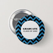 Blue Chevron Glitter Afstuderen Button (Voorkant /achterkant)