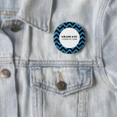 Blue Chevron Glitter Afstuderen Button (In situ)