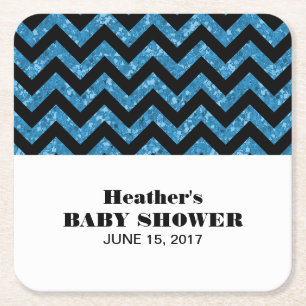 Blue Chevron Glitter Baby shower Onderzetters