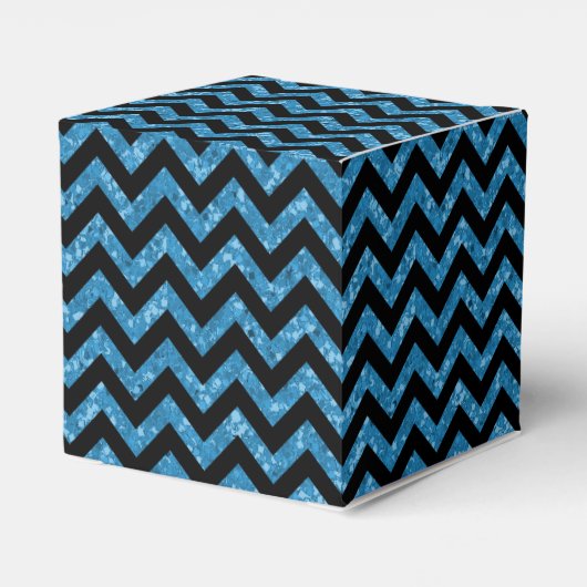 Blue Chevron Glitter Sweet 16 Favor Boxes Bedankdoosjes (Achterkant)
