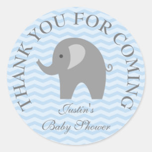 Blue chevron grijs olifant boy babyshower stickers