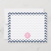 Blue Chevron Ikat Monogrammed Carte pour notes pla (Devant)