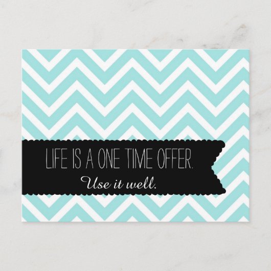 Blue Chevron LIFE Quote - Motivatie - Briefkaart (Voorkant)