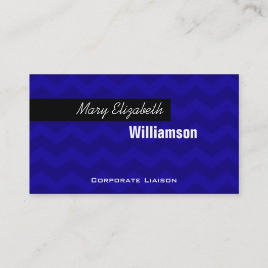 Blue Chevron Moderne Cartes de visite professionne (Devant)