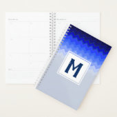 Blue Chevron Pattern Monogrammed Planner (Display)