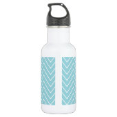 Blue Chevron Pattern | Munt Green Monogram Waterfles (Achterkant)