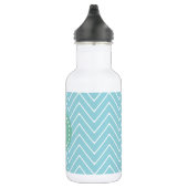 Blue Chevron Pattern | Munt Green Monogram Waterfles (Rechts)