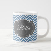 Blue Chevron personaliseer Giant Coffee-Mok Extra Grote Beker (Rechts)
