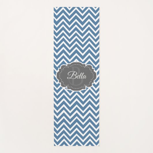 Blue Chevron Personalized Yoga Mat (Voorkant)