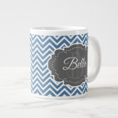 Blue Chevron Personnalisez la Mug de café géant (Devant droit)