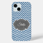 Blue Chevron persoonlijke iPhone Case (Achterkant)