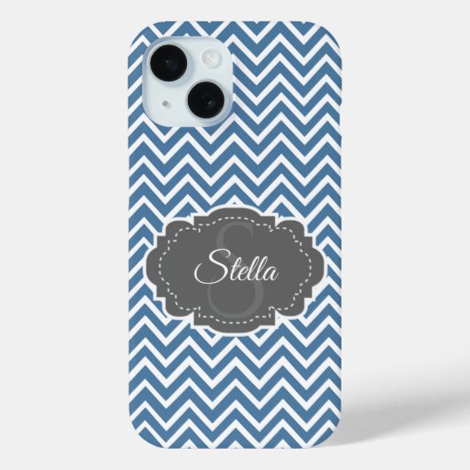 Blue Chevron persoonlijke iPhone Case (Achterkant)
