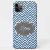 Blue Chevron persoonlijke iPhone Case (Achterkant)