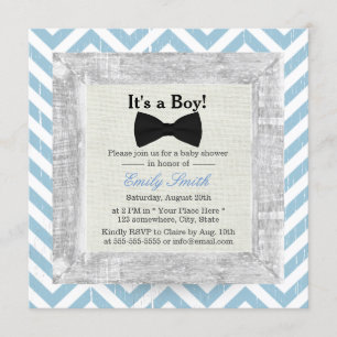 Blue Chevron Stripes Bow Stropdas Boy Baby shower Kaart