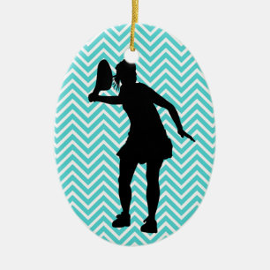 Blue Chevron Tennis Ornement de Noël pour filles