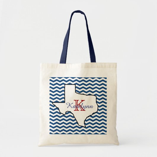 Blue Chevron Texas Monogram Canvas tas (Voorkant)