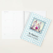 Blue Chevrons Pattern met foto- en familienaam Planner (Display)