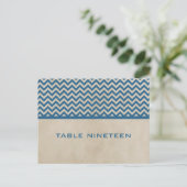 Blue Chic Chevron Numéro de table Carte postale (Debout devant)