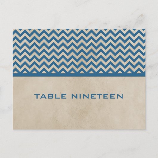 Blue Chic Chevron Numéro de table Carte postale (Devant)