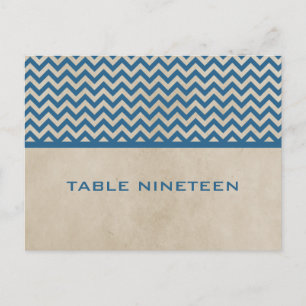 Blue Chic Chevron Table Number Briefkaart