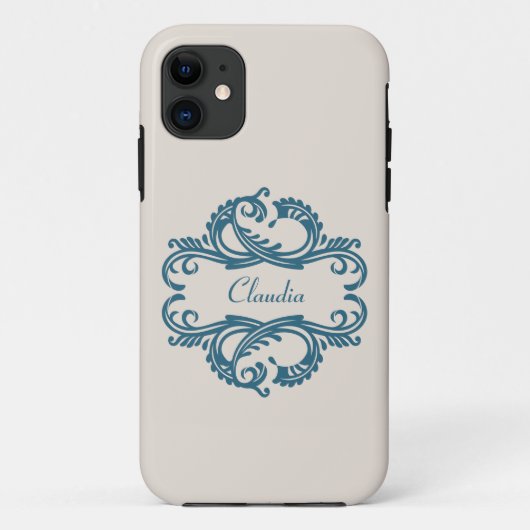 Blue Chic Damask BT iPhone 5 Coque (Dos)