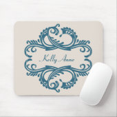 Blue Chic Damask Mousepad Muismat (Met muis)