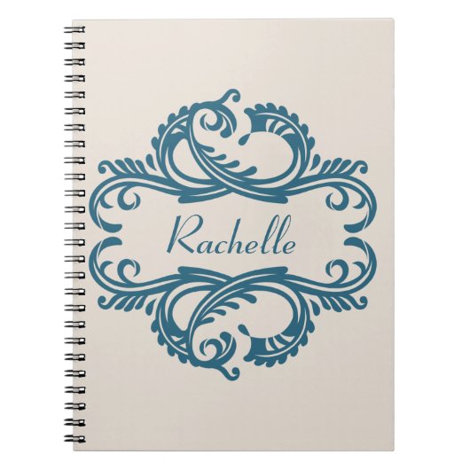 Blue Chic Damask Notitieboek (Voorkant)