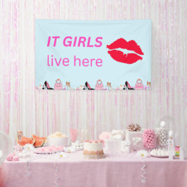 Blue Chic Girls Party Lipstick Dorm Sign Spandoek