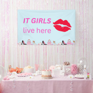 Blue Chic Girls Party Lipstick Dorm Sign Spandoek