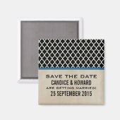 Blue Chic Quatrefoil Save the Date Magnet Magneet (Voorkant / Achterkant)