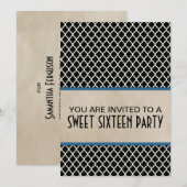 Blue Chic Quatrefoil Sweet 16 Invitation (Devant / Derrière)