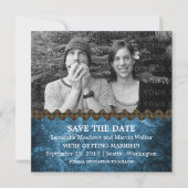 Blue Chic Steampunk Photo Save the Date Invitation (Devant)