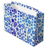 Blue China Hand Drawn Floral Pattern Groot Cadeauzakje (Achterkant Gekanteld)