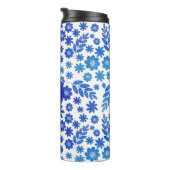 Blue China Hand Drawn Floral Pattern & Monogram Thermosbeker (Geroteerd rechts)