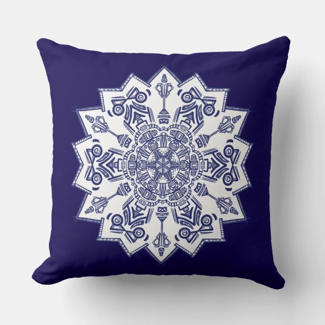 Blue China Mandela Kussen (Voorkant)