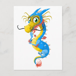 Blue Chinese Dragon Unique Briefkaart