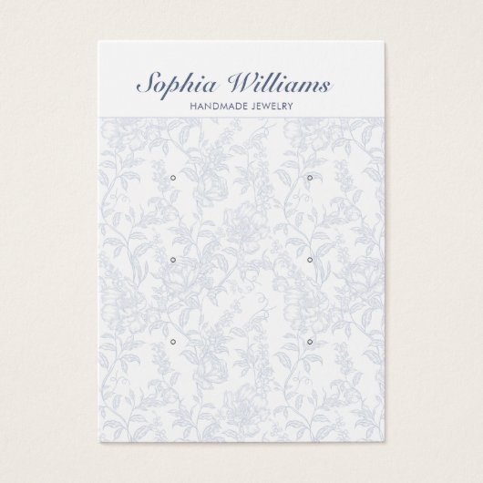 Blue Chinoiserie 3 Pair Studs Earring Display Card (Devant)