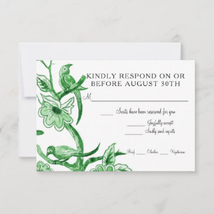 Blue Chinoiserie Asian Floral Waterverf RSVP Kaartje