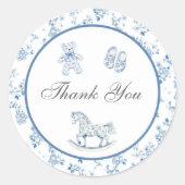 Blue Chinoiserie Baby shower-Dank u Sticker (Voorkant)