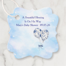 Blue Chinoiserie Baby Shower Favor Tags Bedankjes Labels