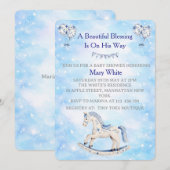 Blue Chinoiserie Baby Shower Invitation (Devant / Derrière)