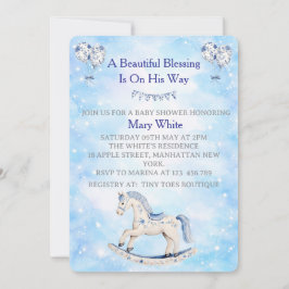 Blue Chinoiserie Baby Shower Invitation Kaart