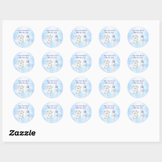 Blue Chinoiserie Baby Shower Stickers (20) (Feuille)