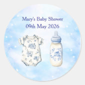 Blue Chinoiserie Baby Shower Stickers (20) (Devant)