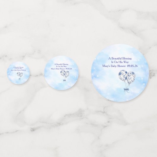 Blue Chinoiserie Baby Shower Table Confetti (Devant)