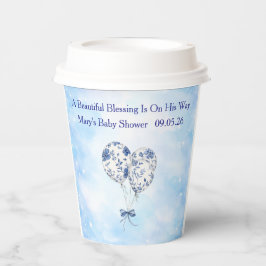 Blue Chinoiserie Baby Shower Tableware Set Papieren Bekers